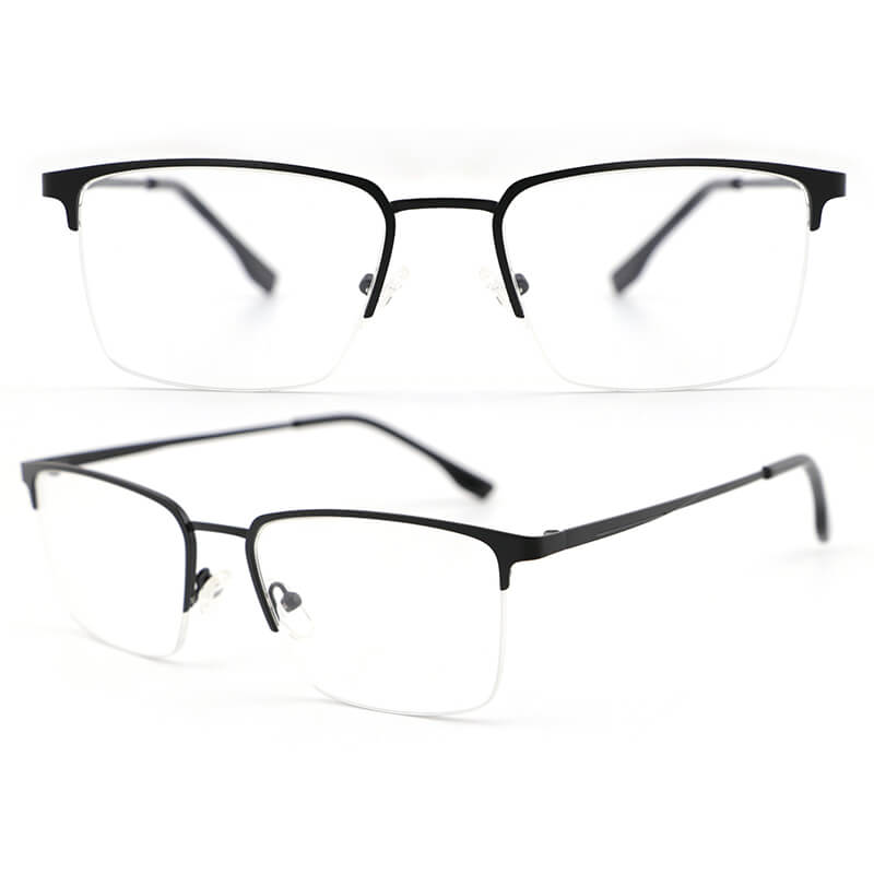 EOMTZM21039 metal half rimmed rectangular optical frames glasses men