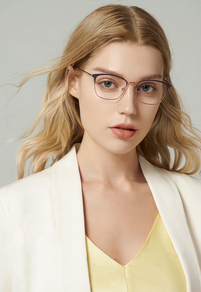 rectangle frame full rim metal woman optical glasses