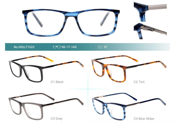 Custom logo women thin acetate frame optical frame blue rectangle eyeglasses
