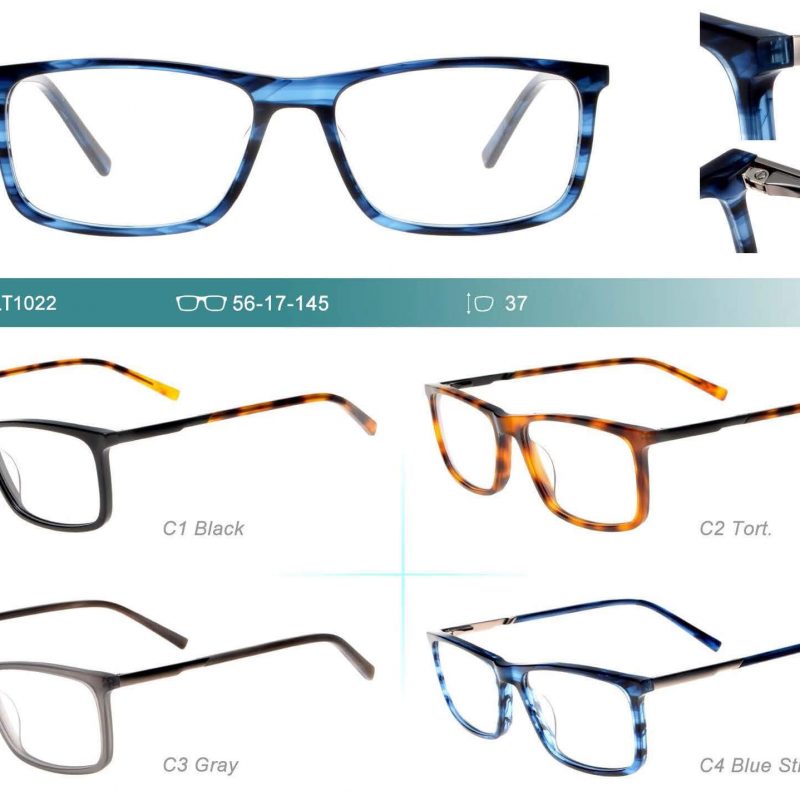 Custom logo women thin acetate frame optical frame blue rectangle eyeglasses