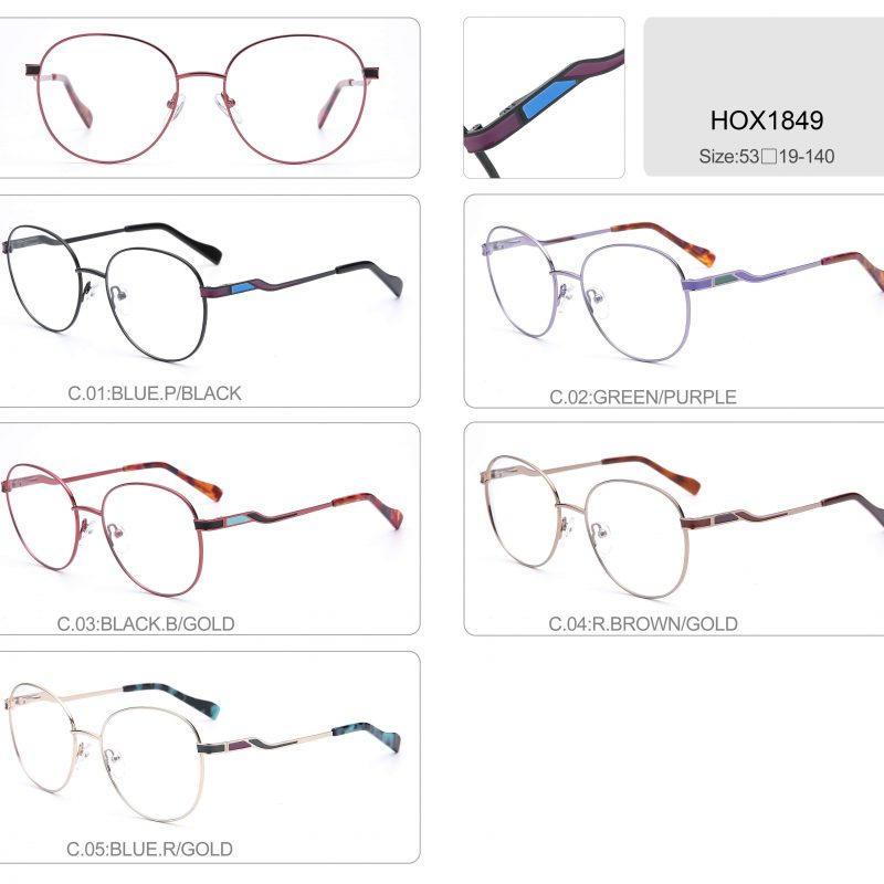 HOX1849 round frame acetate and metal optical glasses