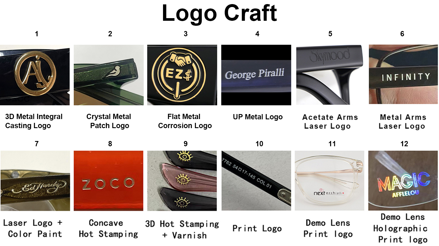 custom design acetate eyewear logo